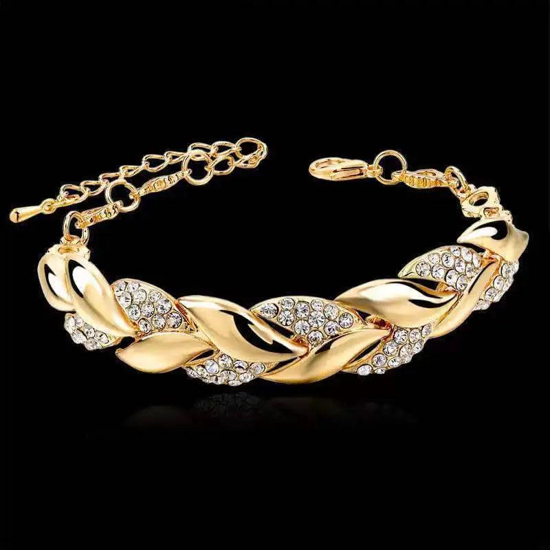 Leaf Braid Crystal Bracelet