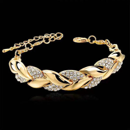 Leaf Braid Crystal Bracelet