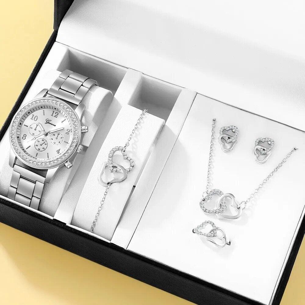 Heart Watch & Jewelry Set