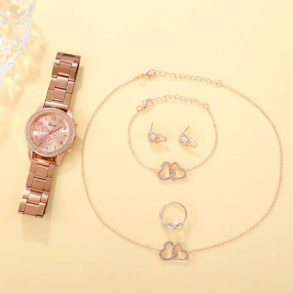 Heart Watch & Jewelry Set
