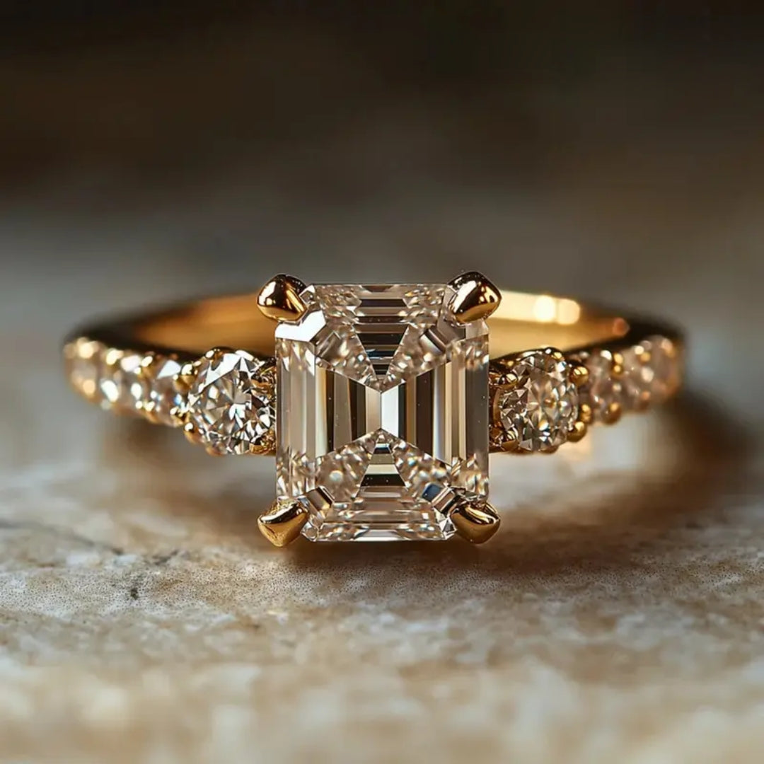 Bright Sparking Glass Gold Ring - Keira