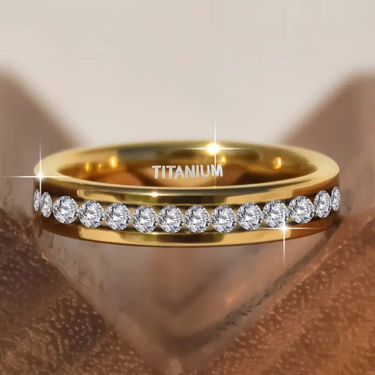 Zirconia Trail Gold Ring - Kaya
