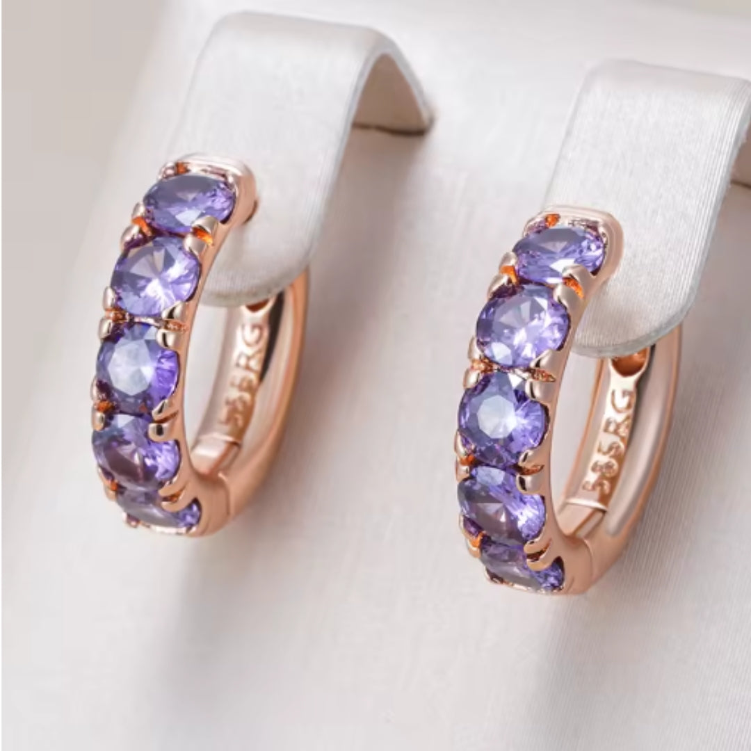 Elegant purple earrings Gold - Sarai