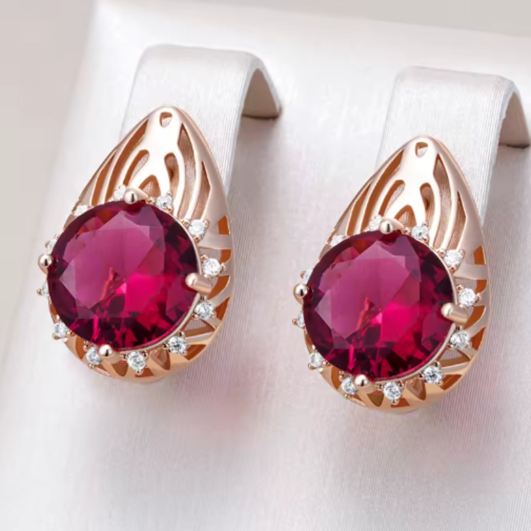 Elegant gold and red earrings - Ranya