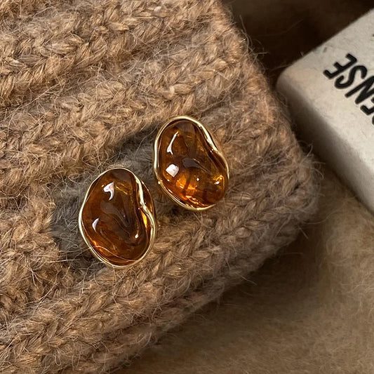 Amber Melt Stud Earrings