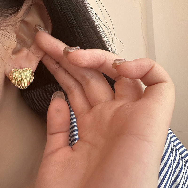 Textured Heart Huggie Earrings