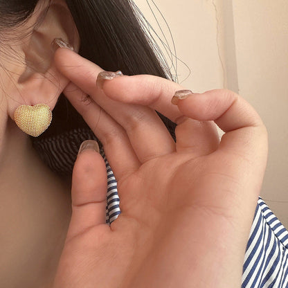 Textured Heart Huggie Earrings