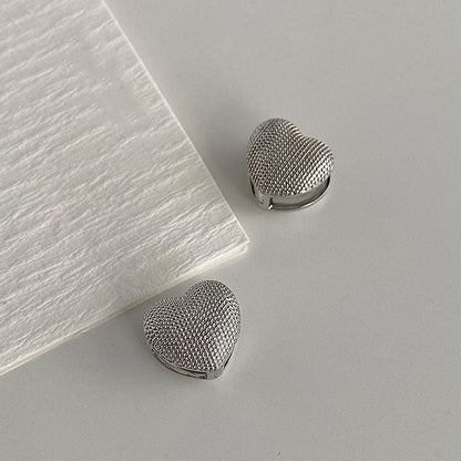 Textured Heart Huggie Earrings