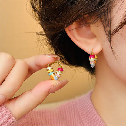 Candy Stripe Heart Hoop Earrings