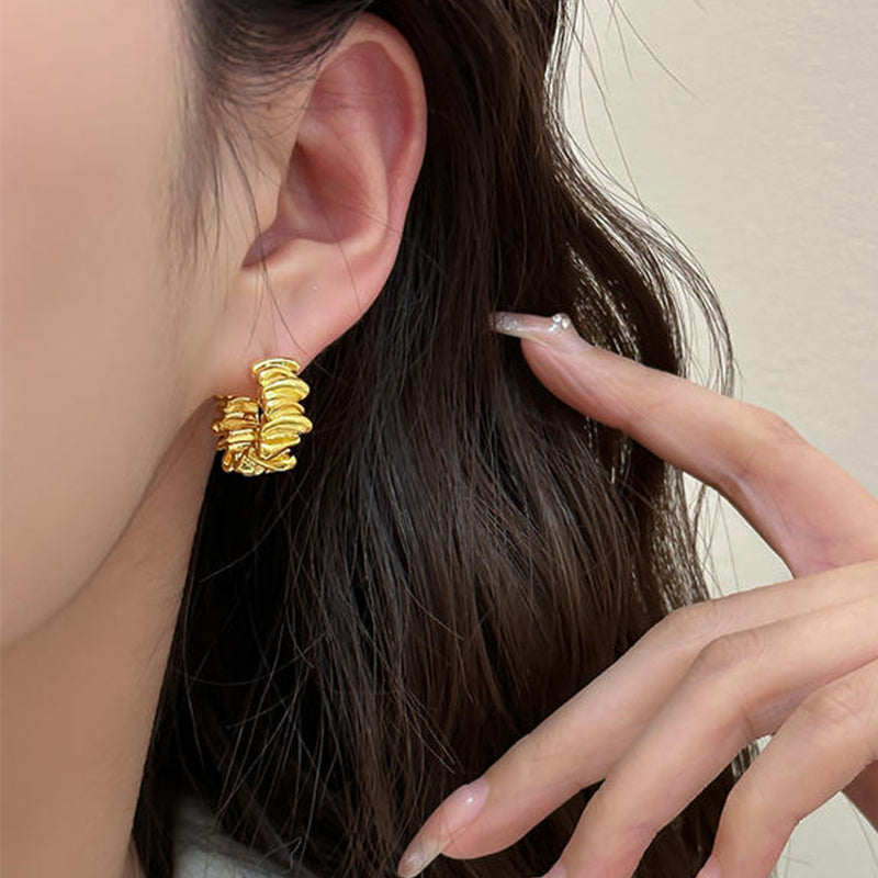 Ruffle Texture Hoop Earrings