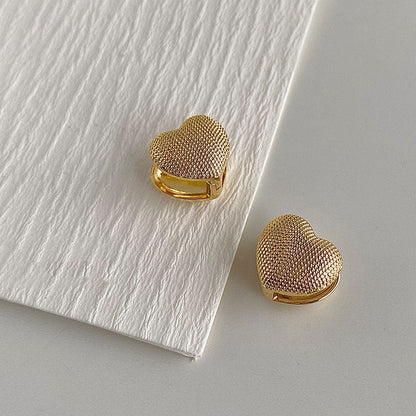 Textured Heart Huggie Earrings