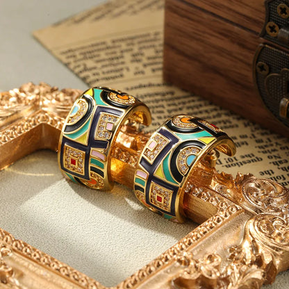 Art Deco Statement Hoop Earrings