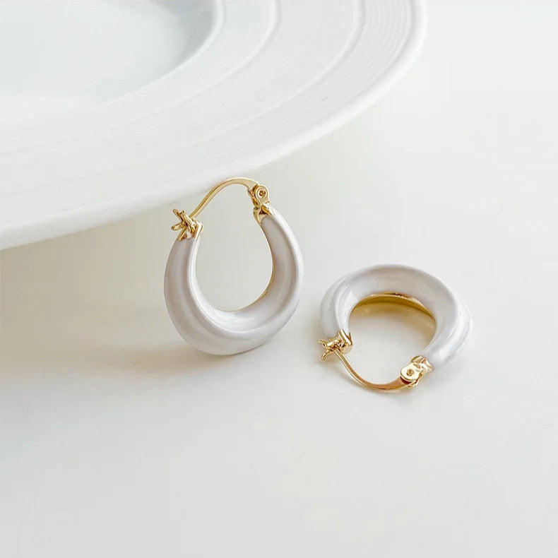 Modern Crescent Hoop Earrings