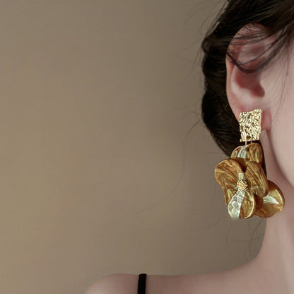Cocoa Flower Statement Earrings