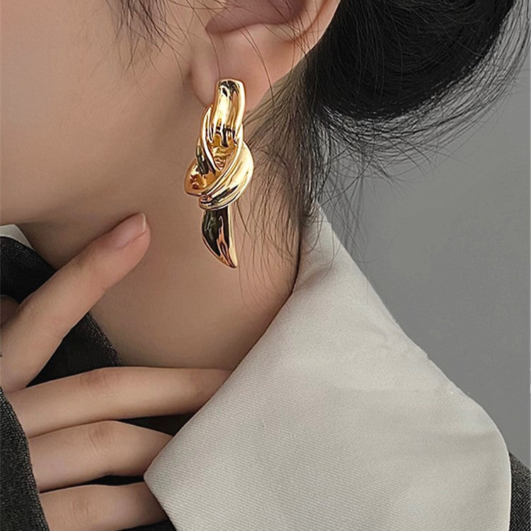 Golden Weave Sculptural Hoops