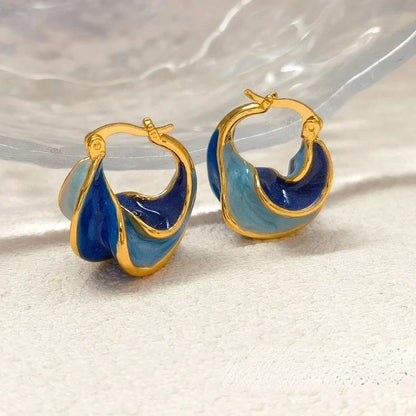 Abstract Swirl Hoop Earrings
