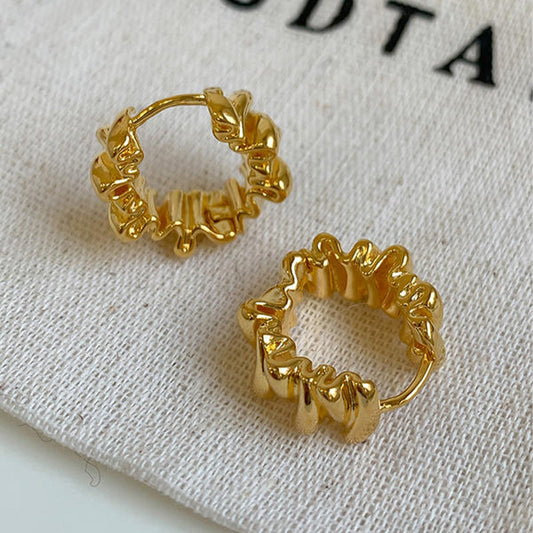 Ruffle Texture Hoop Earrings