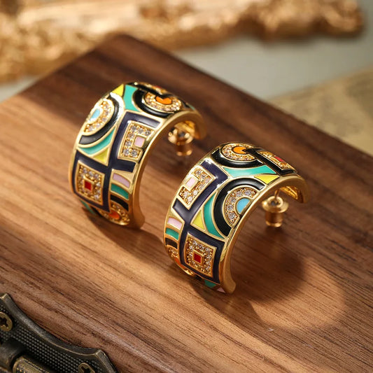 Art Deco Statement Hoop Earrings