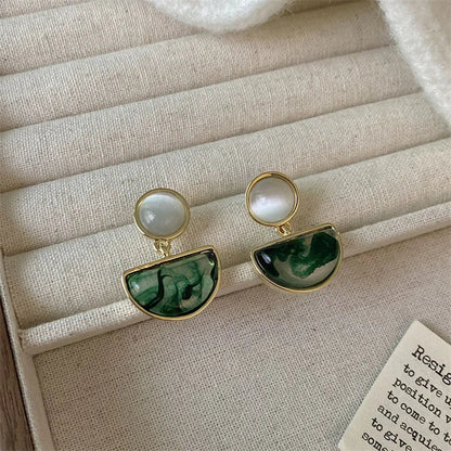 Pearl Half Moon Stud Earrings
