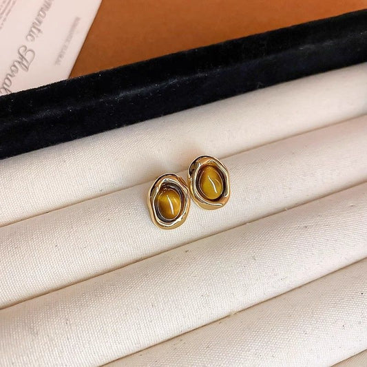 Golden Teardrop Stud Earrings