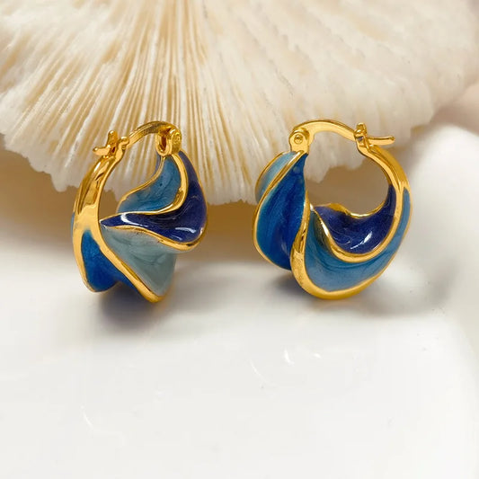 Abstract Swirl Hoop Earrings