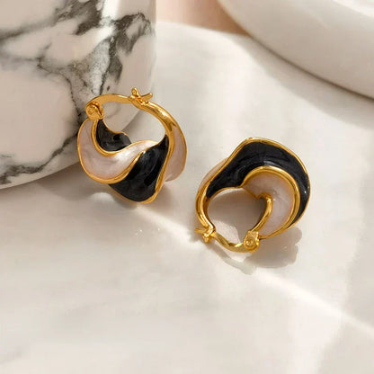 Abstract Swirl Hoop Earrings