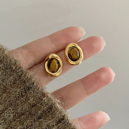 Golden Teardrop Stud Earrings