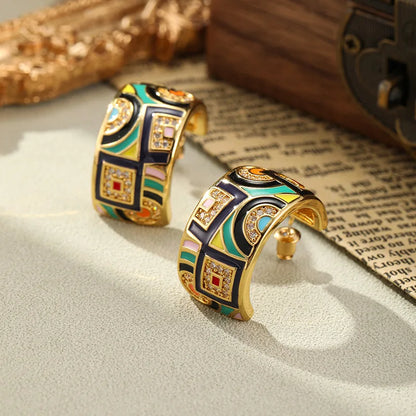 Art Deco Statement Hoop Earrings