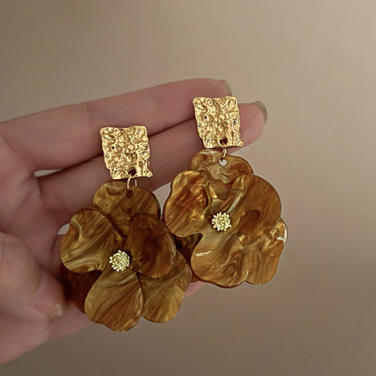 Cocoa Flower Statement Earrings