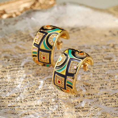 Art Deco Statement Hoop Earrings