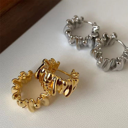Ruffle Texture Hoop Earrings