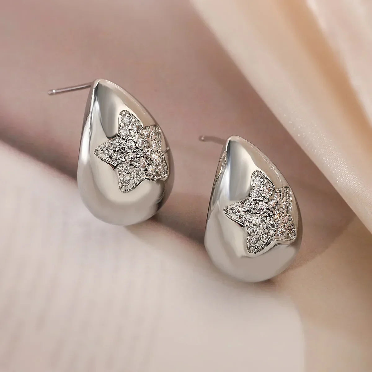 Pavé Star Teardrop Stud Earrings