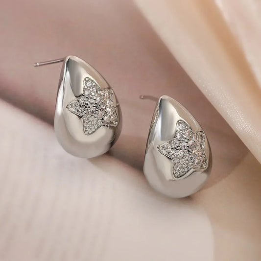 Pavé Star Teardrop Stud Earrings