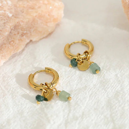 Charm Drop Hoop Earrings