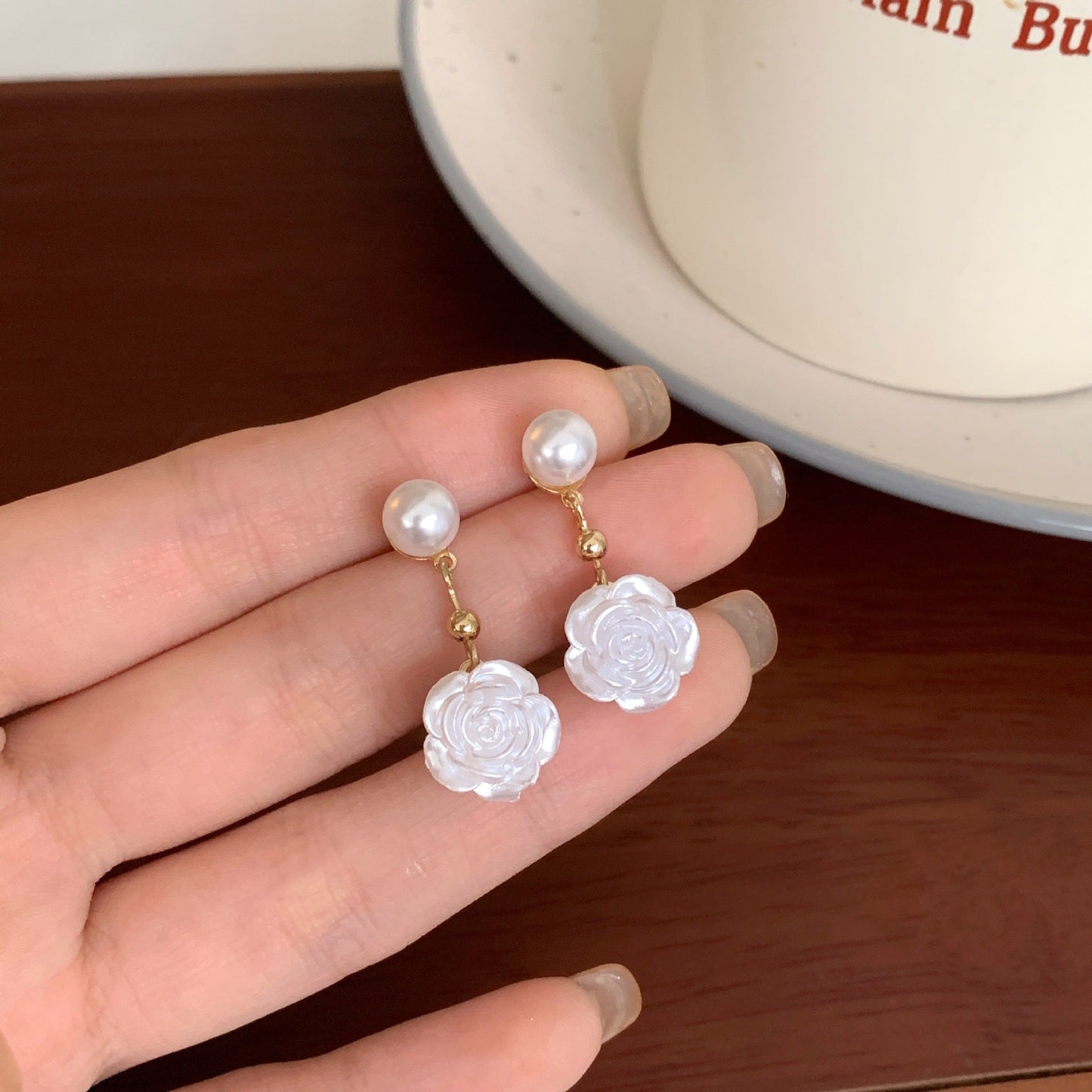 Rosy Pearls Earrings