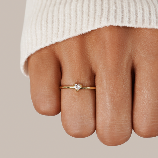 Small Love Crystal Heart Ring