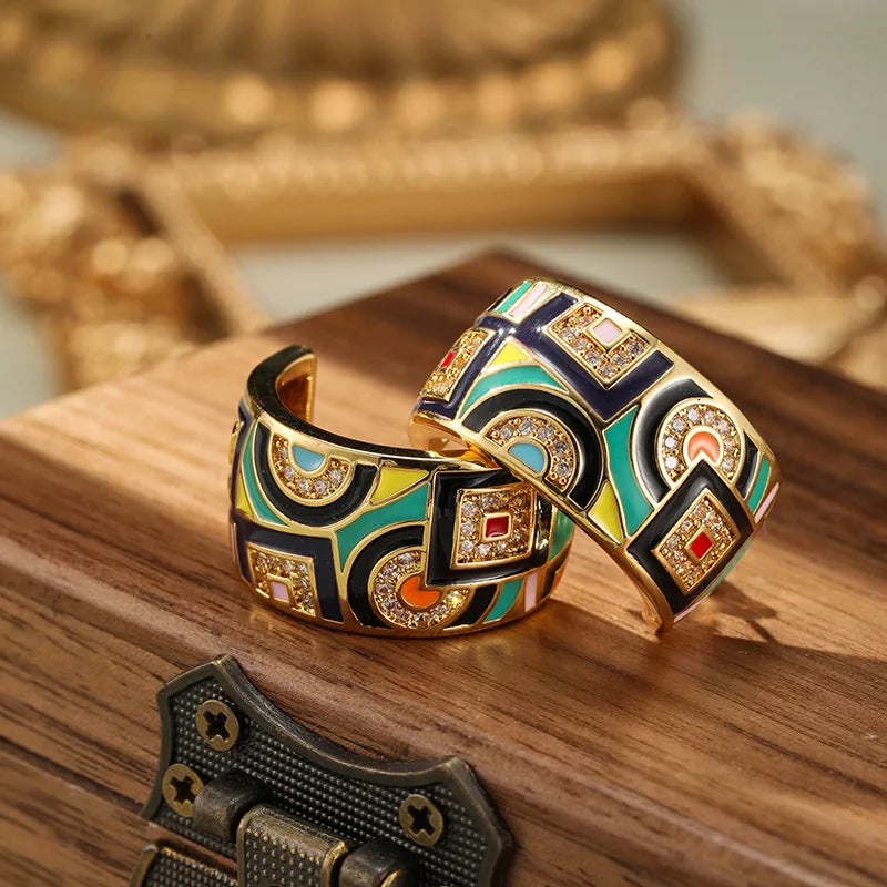 Art Deco Statement Hoop Earrings