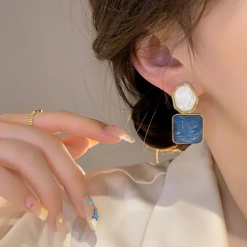 Geometric Art Drop Earrings