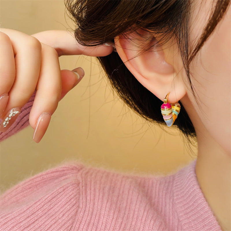 Candy Stripe Heart Hoop Earrings
