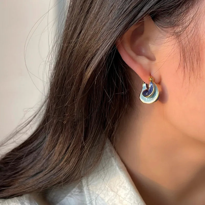 Abstract Swirl Hoop Earrings