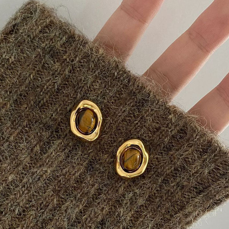 Golden Teardrop Stud Earrings