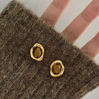 Golden Teardrop Stud Earrings