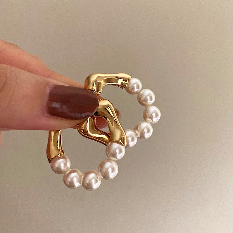 Pearl Curve Hoop Earrings