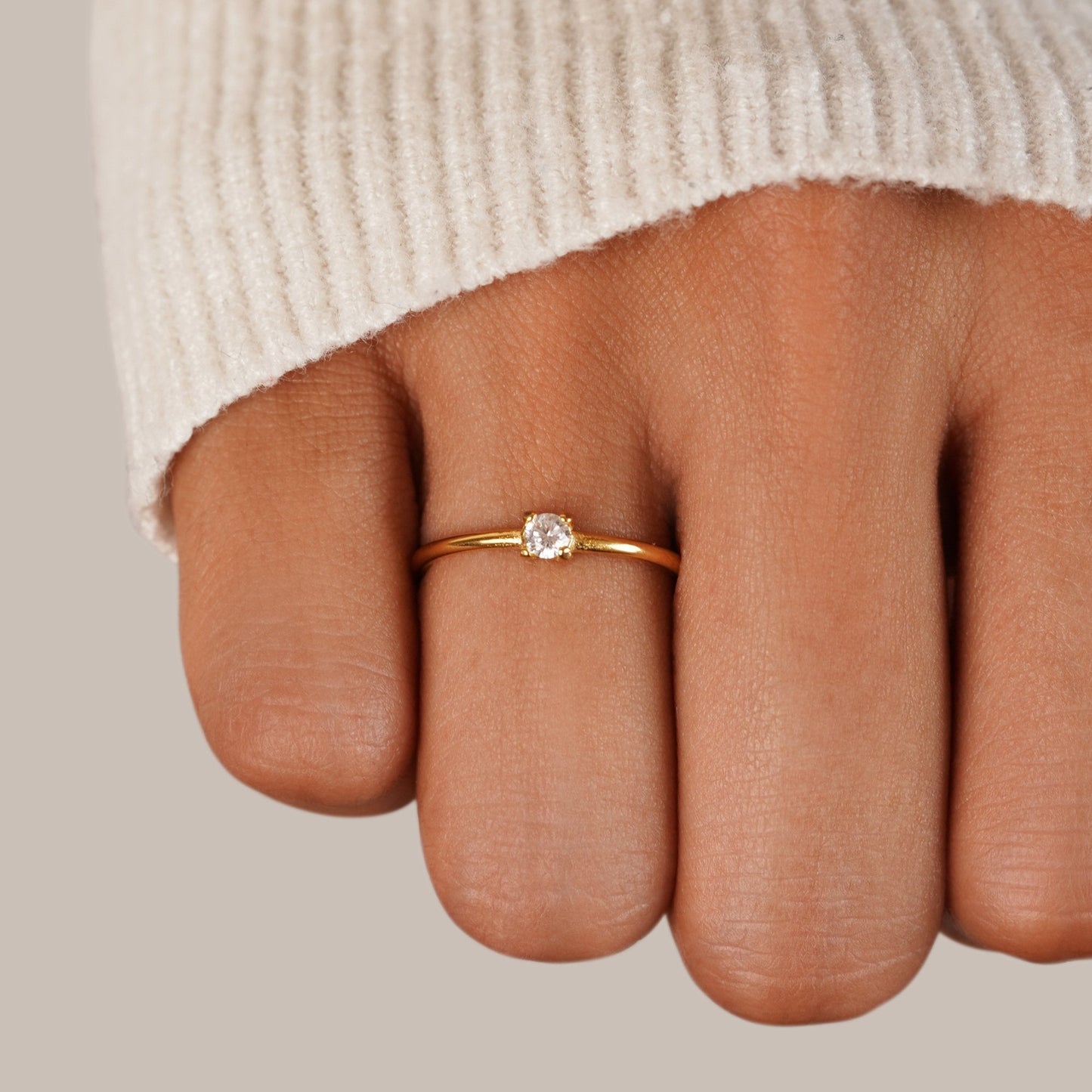 April Birthstone Gold Ring