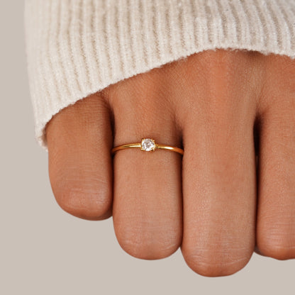 April Birthstone Gold Ring
