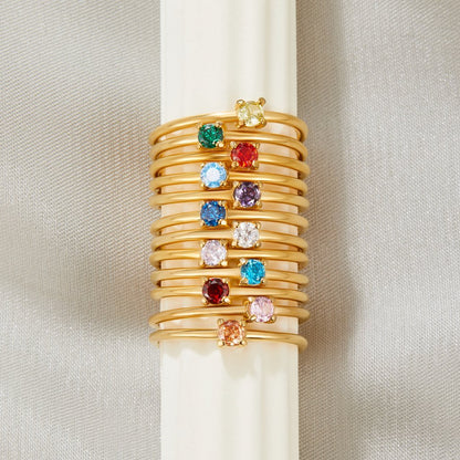April Birthstone Gold Ring