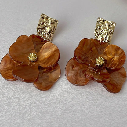 Cocoa Flower Statement Earrings