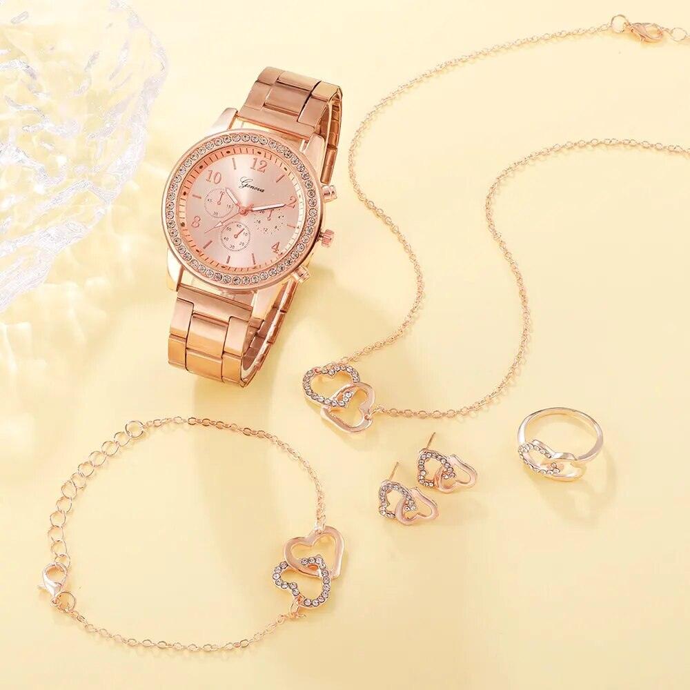 Heart Watch & Jewelry Set