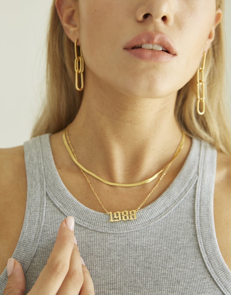 Old English Birth Year Necklace
