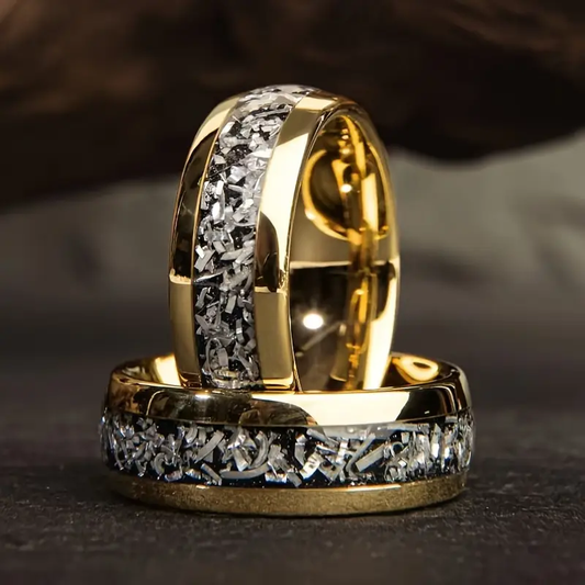 Silvered Trail Gold Couple Ring Set - Ayra